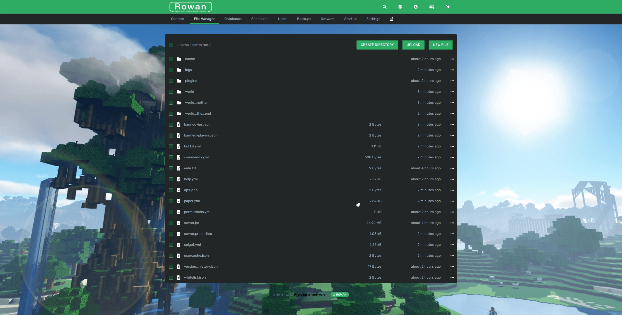 1.x pterodactyl theme, file manager list